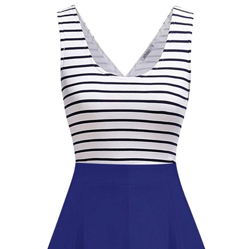 Striped Long Sleeve Scoop Neck Dress